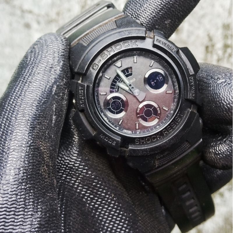 Jam Tangan Casio Gshock G-Shock AW-591BB Full Black bekas Original