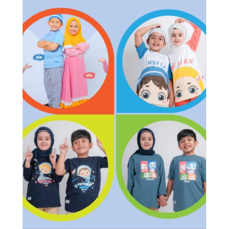 Kaos Anak Laki Laki Perempuan Lengan Panjang Muslim Baju Karakter Hafiz Hafizah One Set Gamis Anak S
