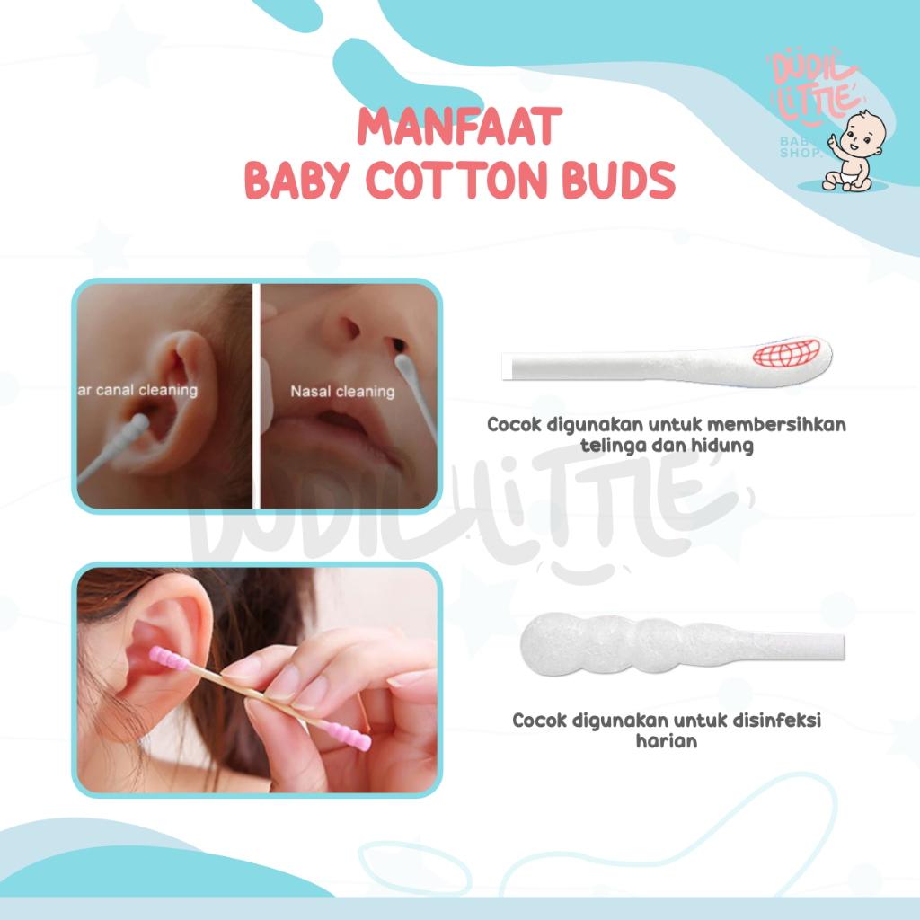 Cotton buds pembersih telinga dan hidung bayi cotton swabs berwarna penyeka sanitasi