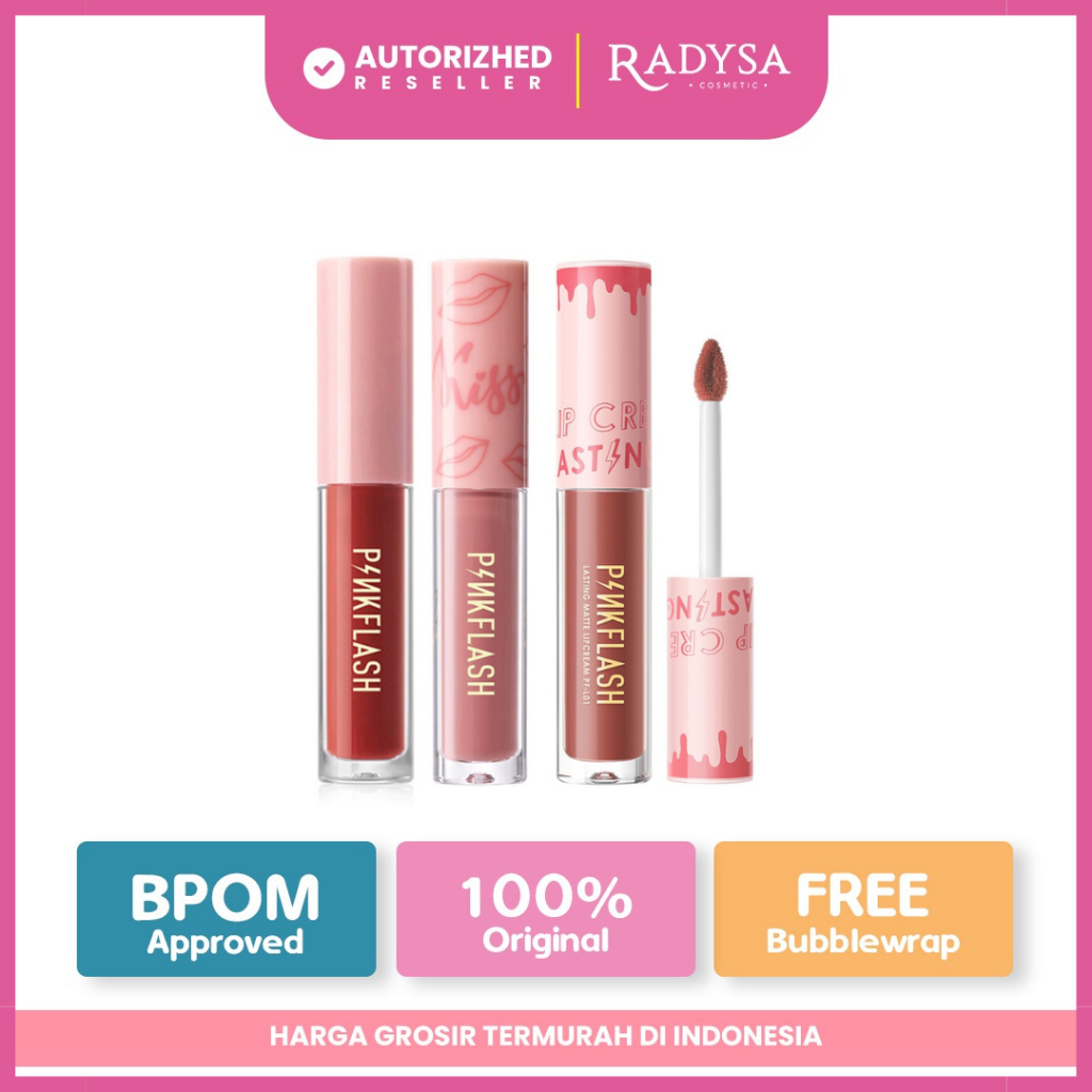 RADYSA - PINKFLASH Matte Lipstik Lembut Tahan Lama Pelembab Pigmentasi Tinggi 21 Colors