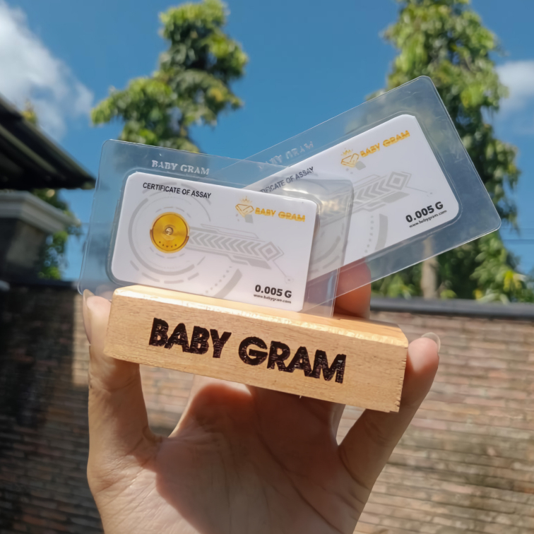 Baby Gram Logam Mulia 0,005gr Emas Murni 24 Karat Baby Gold bersertifikat Sucofindo