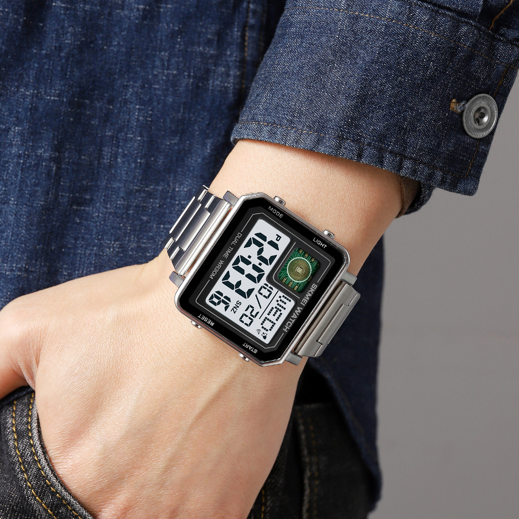 SKMEI 2033 Jam Tangan Pria Digital Dual Time Tali Stainless Steel WATCHKITE WKOS