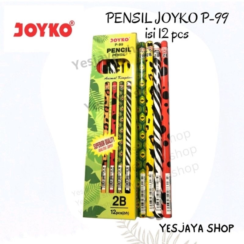 

{12 pcs} Pensil 2B P99 Joyko motif hewan 1 LUSIN / Pensil Kayu Joyko P99 Animal