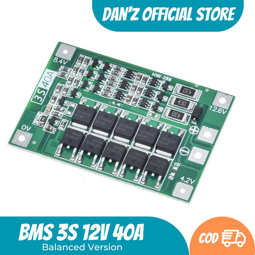 BMS 3S 12V 40A Papan PCB Pelindung Plus Balance Baterai Lithium 18650 BMS 12V 40A 3S