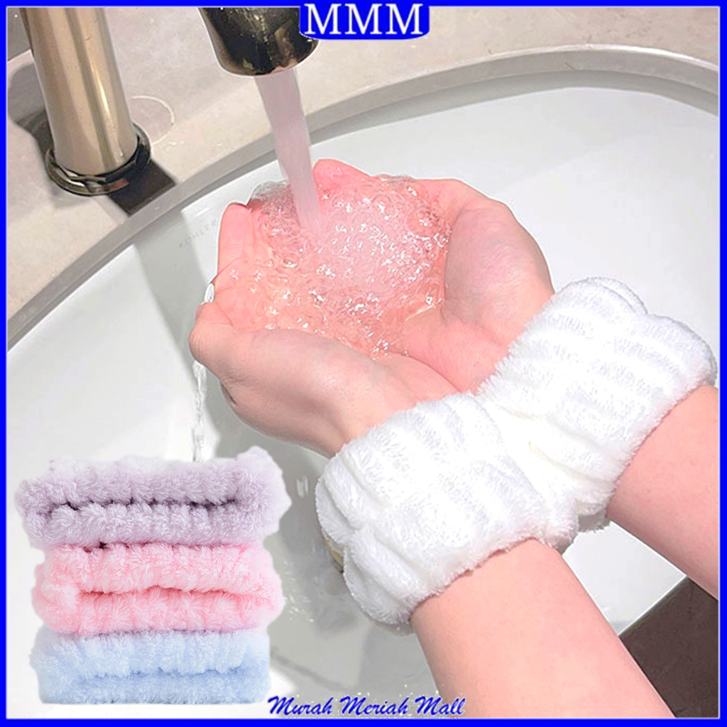 MMM Sepasang Handuk Pergelangan Tangan Anti Basah Isi 2pcs Face Wash Hand Wrist Band Handuk Cuci Pergelangan Tangan