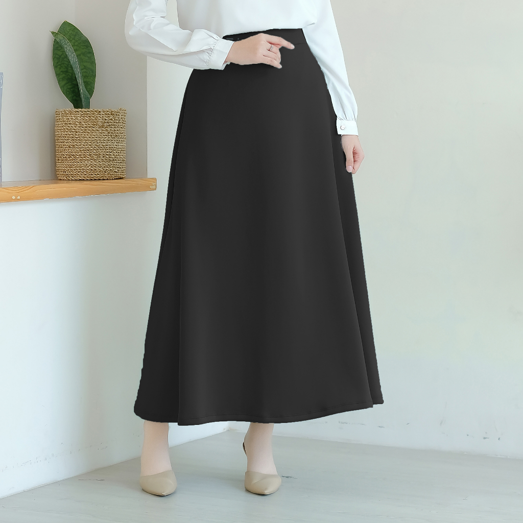 Ahlami.- Sabina Skirt Rok Hitam Rok Putih Rok Kerja Rok Payung Rok Line A Rok Hitam Premium Rok Scub