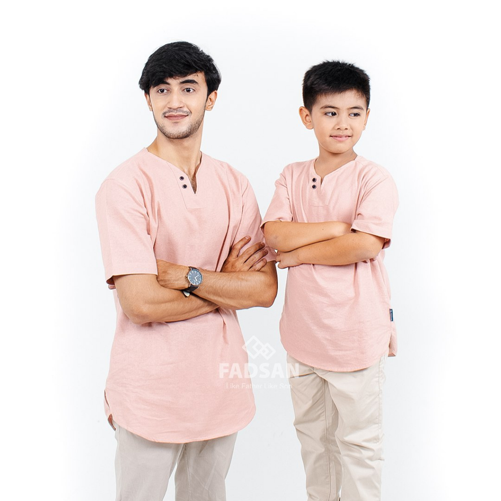 Hanania Baju Koko Pria Dewasa Ayah Dan Anak Laki Laki Baju Koko Muslim Pria Warna Dusty Pink