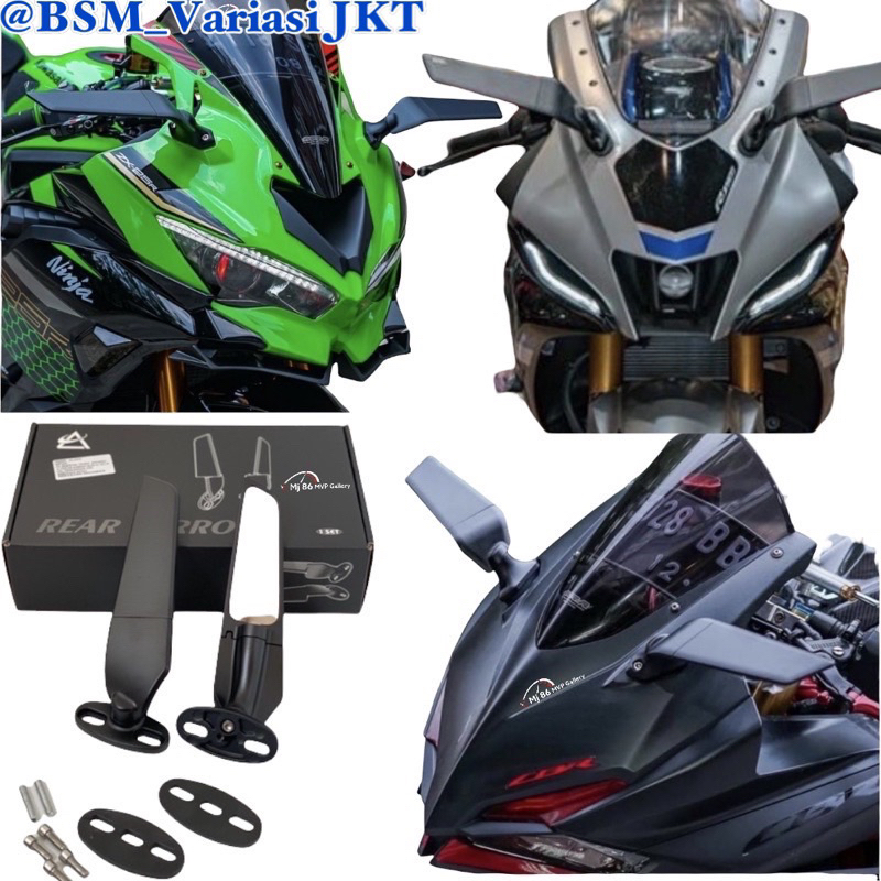 SPION WINGLET FULL CNC KACA BESAR FULL SET FREE KACA CERMIN PNP CBR NINJA PCX NMAX XMAX TMAX KAWASAKI NINJA250 CBR250 ZX250R DLL