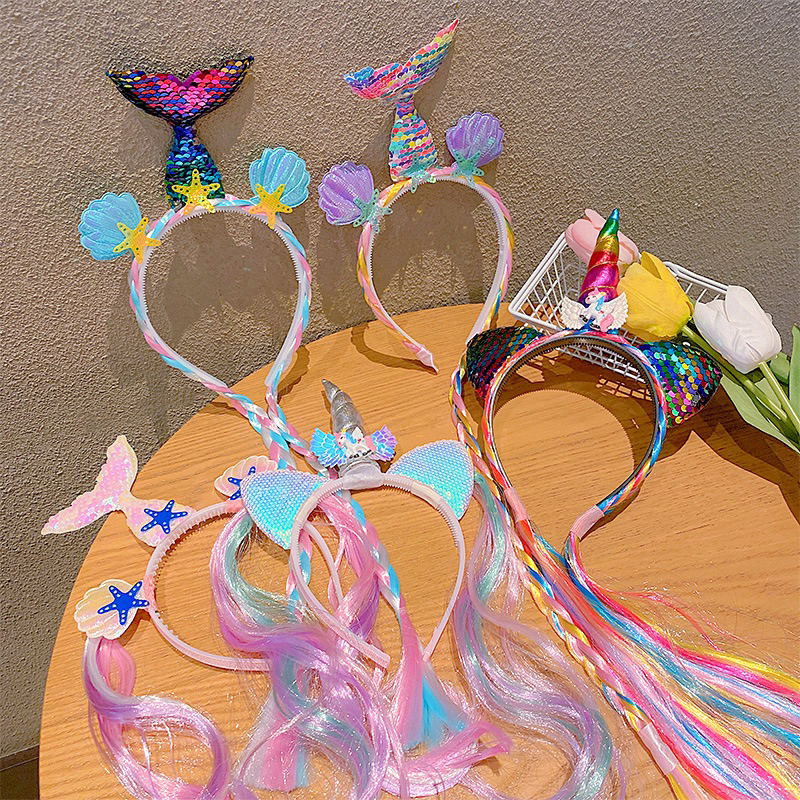 BANDO ANAK IMPORT HAIRWIG LAMPU KEPANG / MERMAID / UNICORN / RAMBUT PALSU / EKOR BLING / LAMPU / CUTE / KADO / AKSESORIS RAMBUT