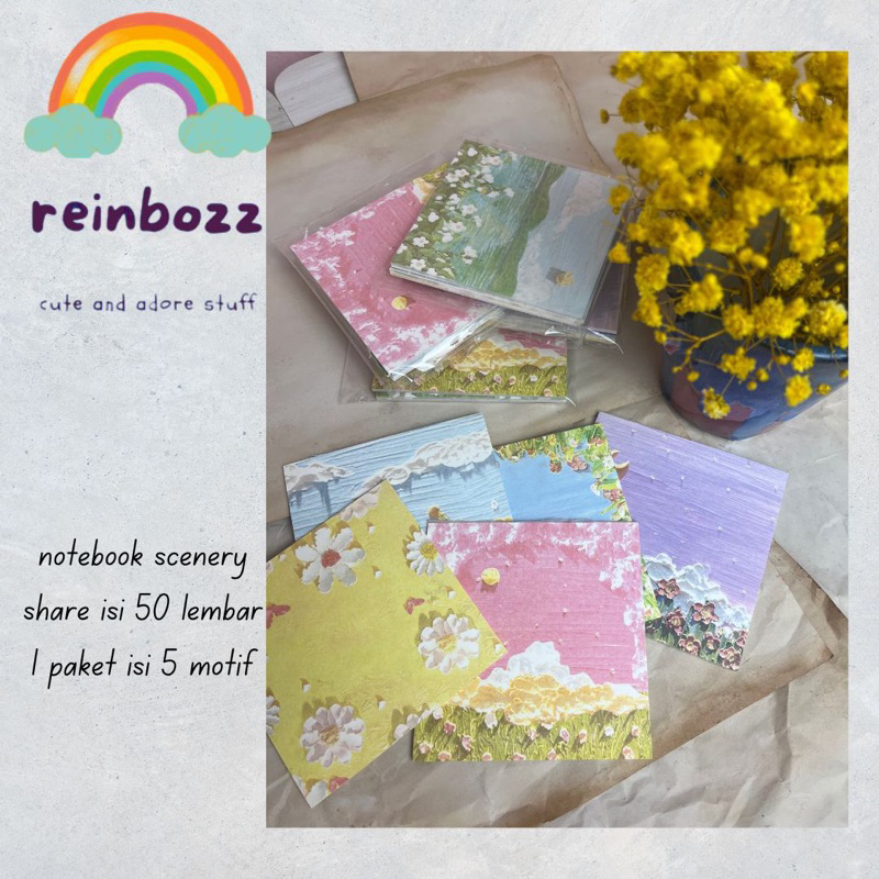 

sticky notes scenery (shared) 50 lembar dengan 5 motif berbeda