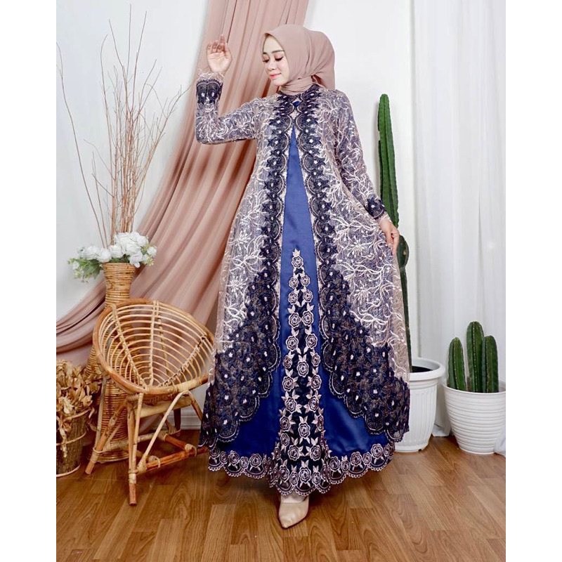 GAMIS BORDIR MAWAR THALITA JUMBO LD-120/ GAMIS/ GAMIS TERBARU/ GAMIS PESTA/ GAMIS KONDANGAN/ GAMIS T