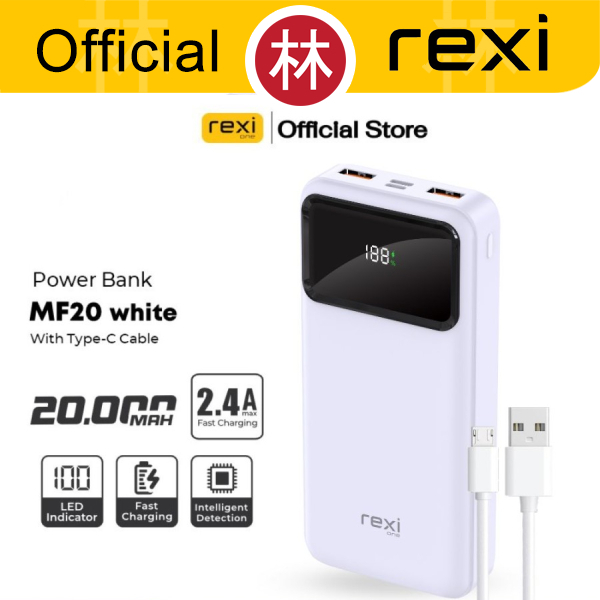 Rexi MF20 Powerbank 20.000 mAh 2 Port with LED Indicator Fast Charging