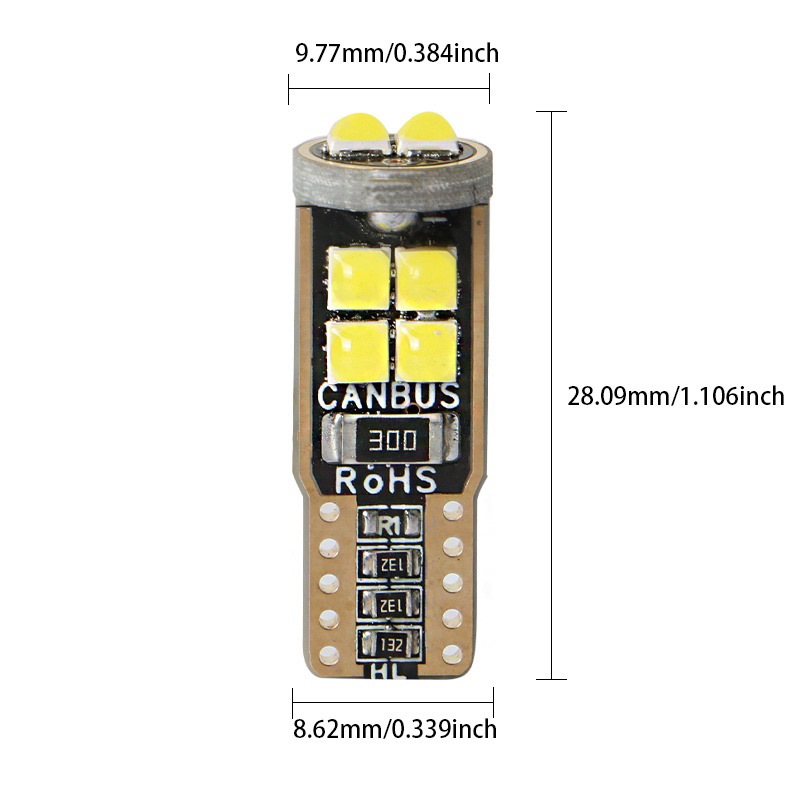 Lampu LED T10 W5W Chip 3030 Cembung 10 Mata 12V Canbus Super Bright