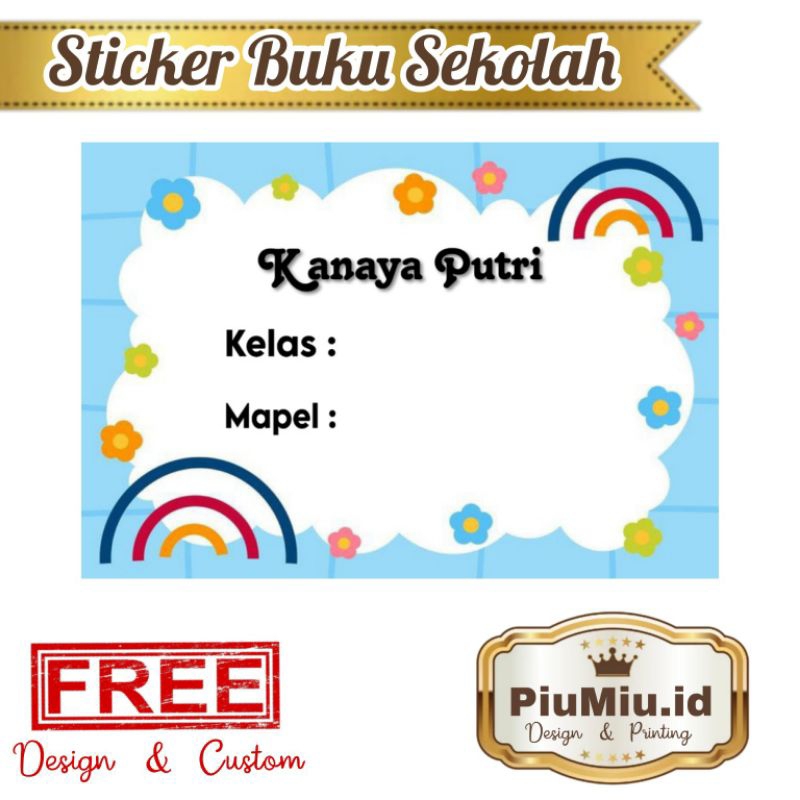 

(ISI 50 PCS) STICKER BUKU SEKOLAH MOTIF PELANGI