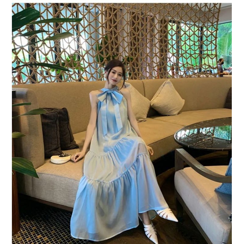 dress pantai wanita premium cantik elegant big size jumbo - dress Halterneck elegant pantai elegant 