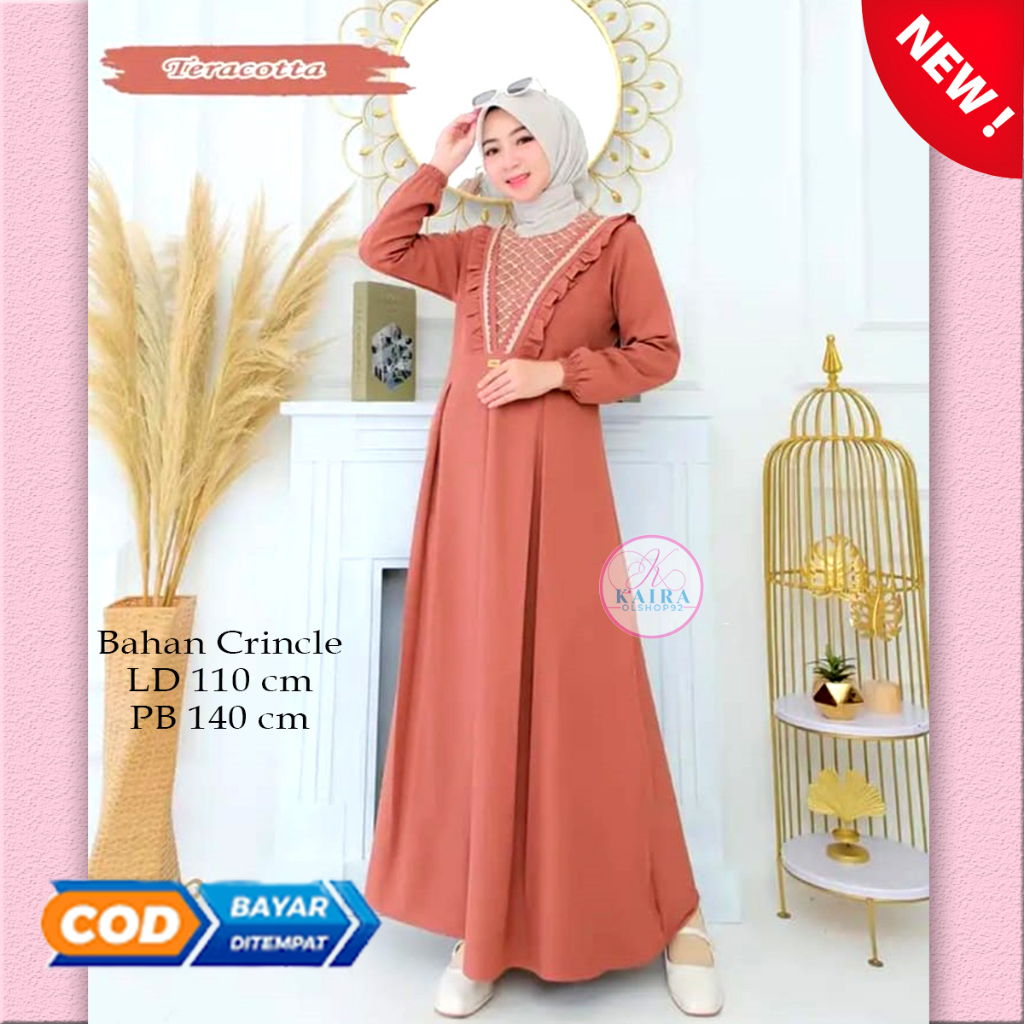 Aulia Dress Gamis Couple Set ibu dan Anak Terpisah Matt Cringkle busui Friendly bisa COD