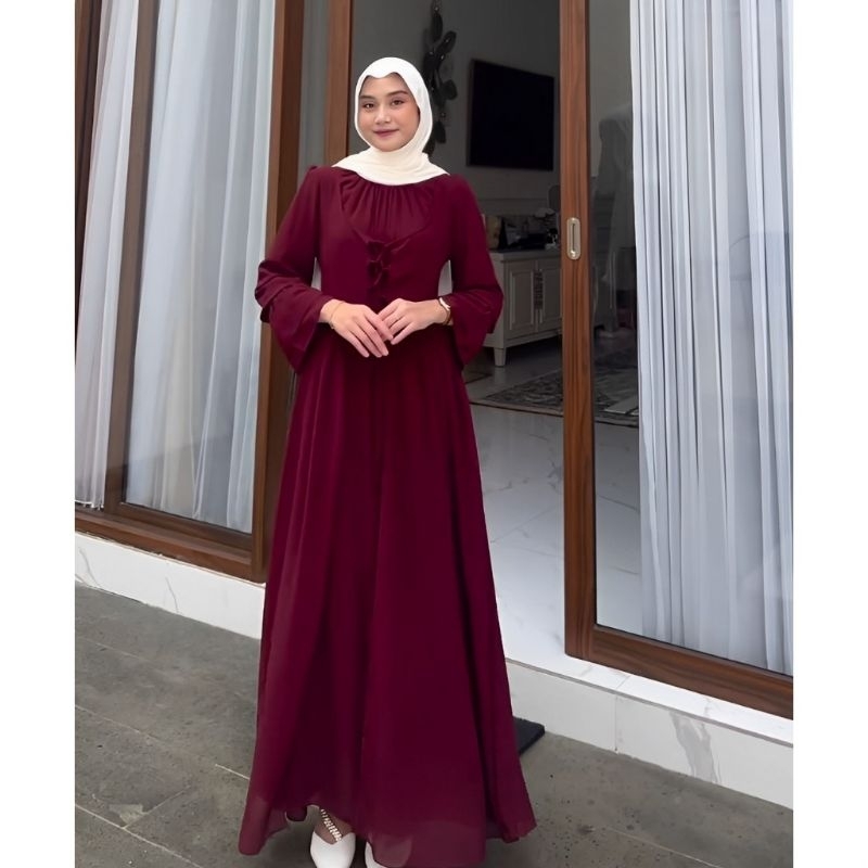 INARA DRESS ABAYA SET OUTER CERUTY BABYDOLL/GAMIS PESTA DRESS KONDANGAN KEKINIAN/FASHION MUSLIM WANITA REMAJA TERBARU/FAR MOSLEMSTORE