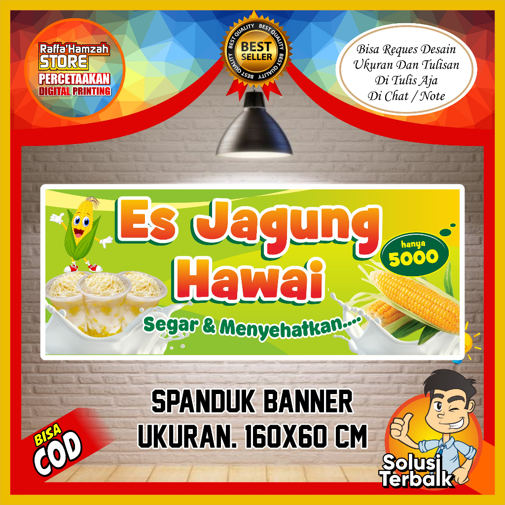 TERLARIS - Spanduk banner Es Jagung Viral Kekinian - Spanduk Minuman Es Jagung jasuke berkualitas Vi