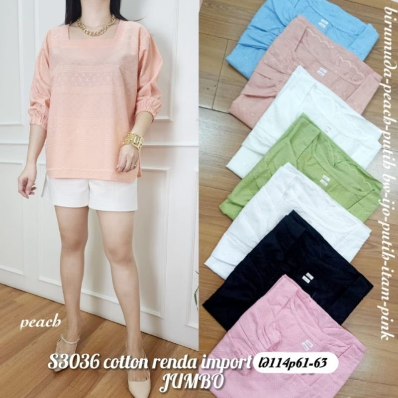 FM 3036 Atasan Wanita Jumbo Renda Katun Import