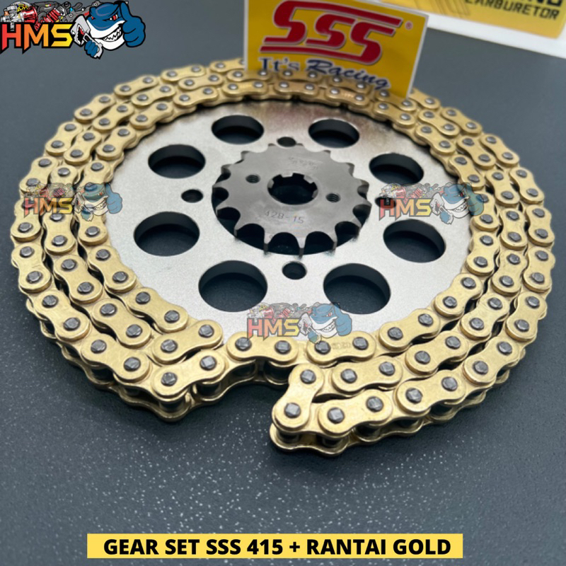 Gir Set SSS Vixion Vixion Nvl Vixion New Mx King Xabre R15 V2 Byson Rantai Gold 428 415 - Gear Set Sss Vixion Nvl New Byson R15 V2 Xabre Mx king