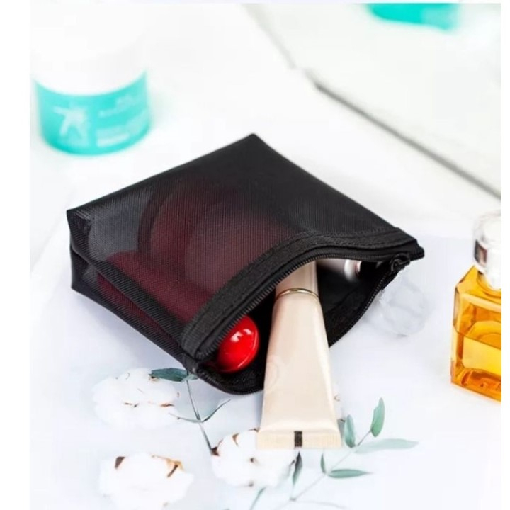 Tas Kosmetik Make Up Jaring Transparan Travel Wash Bag Pouch Makeup