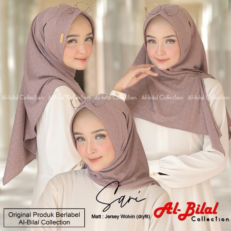 (Al Bilal Hijab) SEGI3 SARI •segitiga instan jersey wolvin dryfit•segitiga instan pet motif