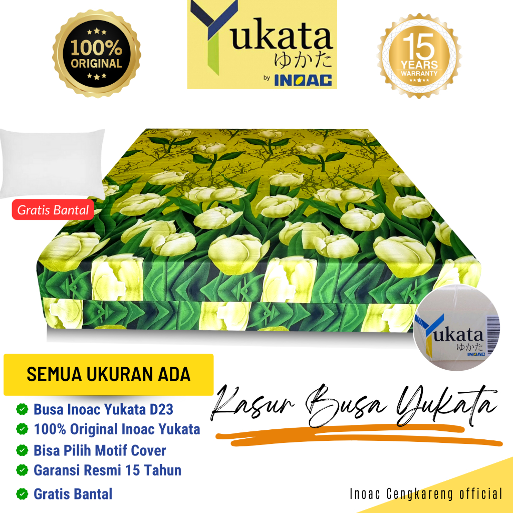 Inoac Yukata Kasur Busa Densitas 23 Tahan Lama Empuk Awet Garansi 15 Tahun Uk 200x200 200x180 200x16