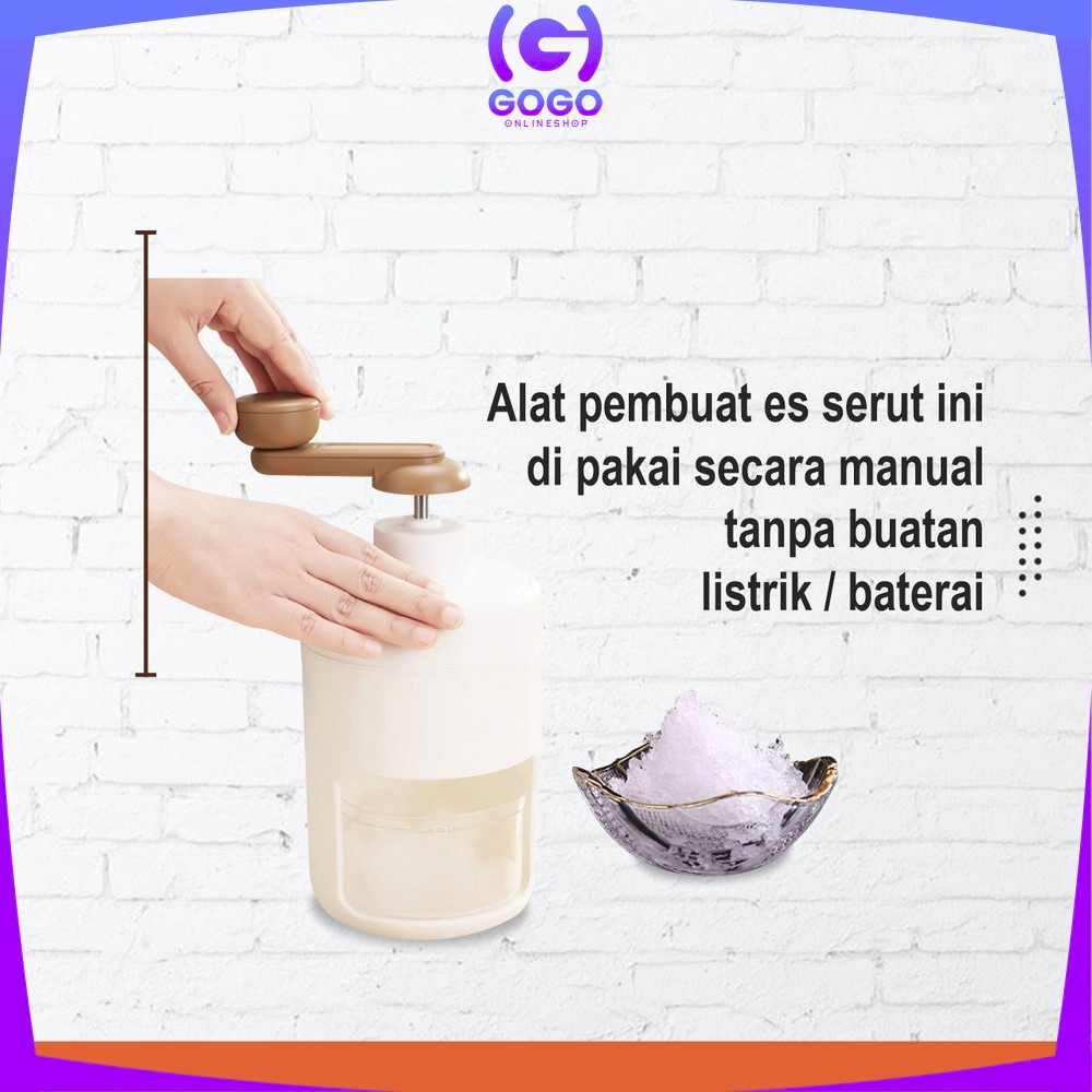 GOGO-C894 Alat Serut Es Batu Manual Putar Ice Crusher / Mesin Portable Serutan Es Batu Penghancur Es Perlengkapan Dapur