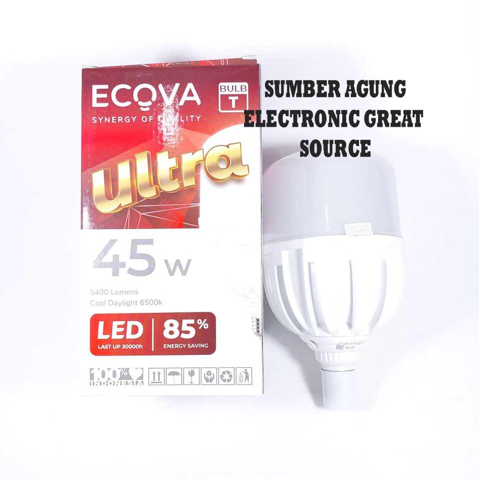 Ecova Lampu LED Capsule Ultra 45W Tabung Bulb T 5400 Lumens Super Terang