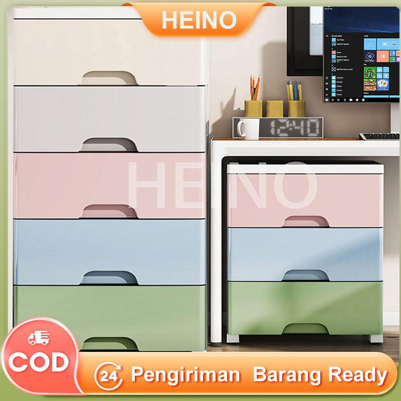 HEINO Lemari Laci Plastik Lemari laci Susun 36CM Loker Plastik Rak Penyimpanan Kabinet Drawer Storage Cabinet