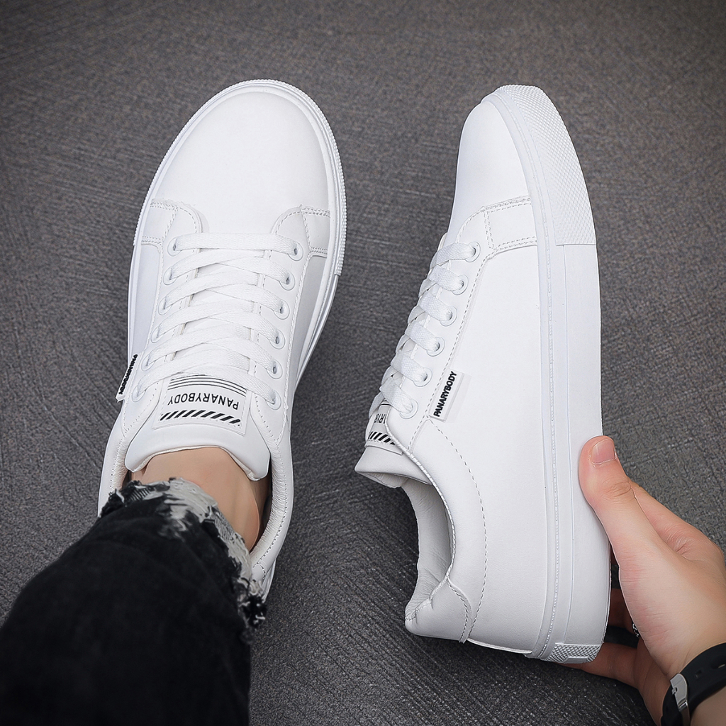 Sepatu Putih Pria Casual Bertali Trendy Sneakers Sepatu Cowok Pelajar Hits Style Kekinian Fashion JB703