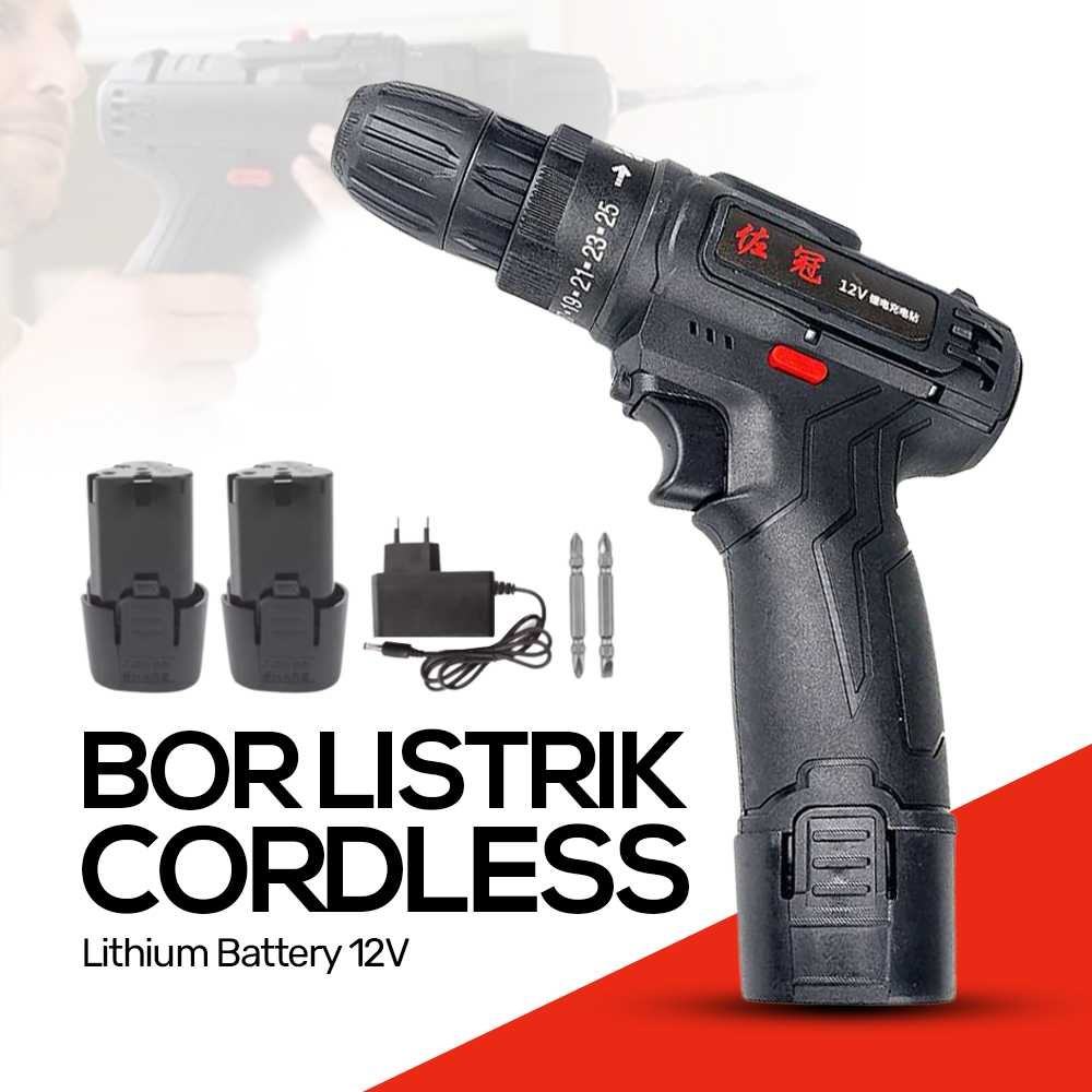 Bor Tangan Bor Listrik Bor Listrik Cordless Lithium Battery Rechargeable 12V
