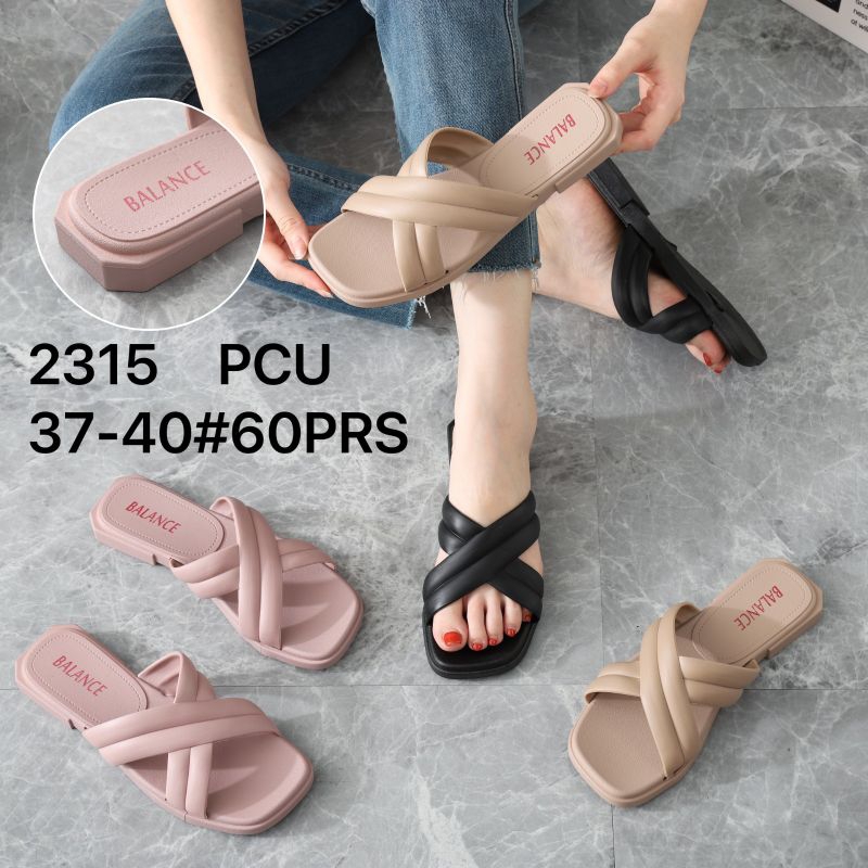 Sandal Flat Selop Jelly Wanita Silang Simple Ulir Garis 2315