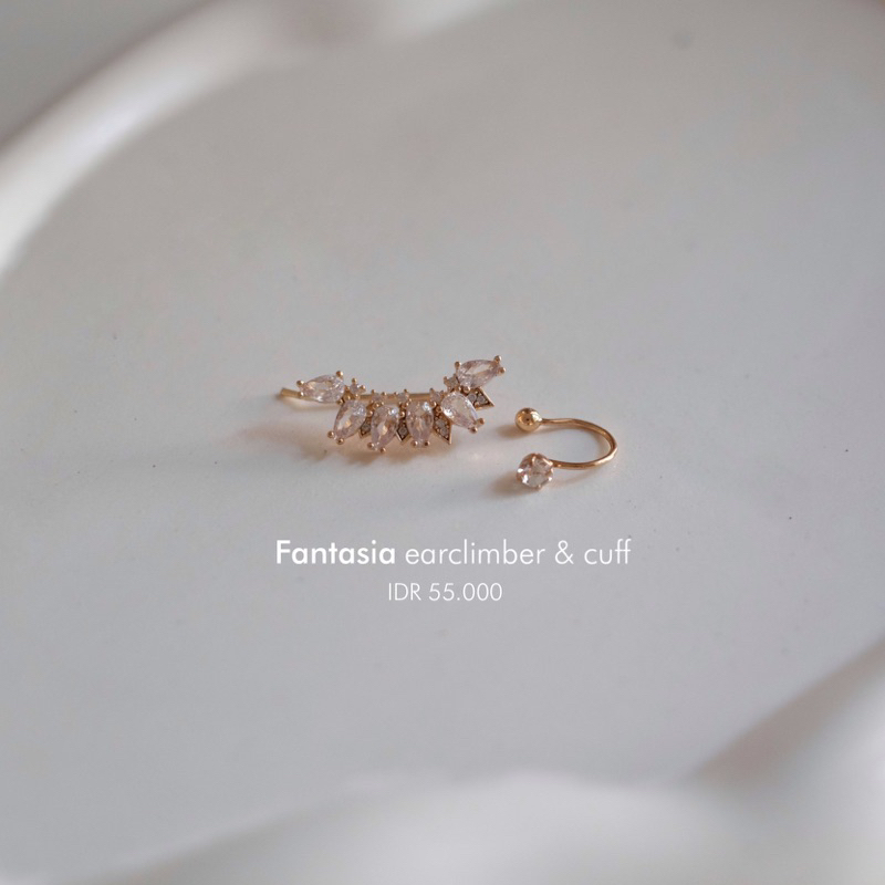 Ark.co - Fantasia earclimber &amp; cuff earrings anting climber tusuk kristal elegan