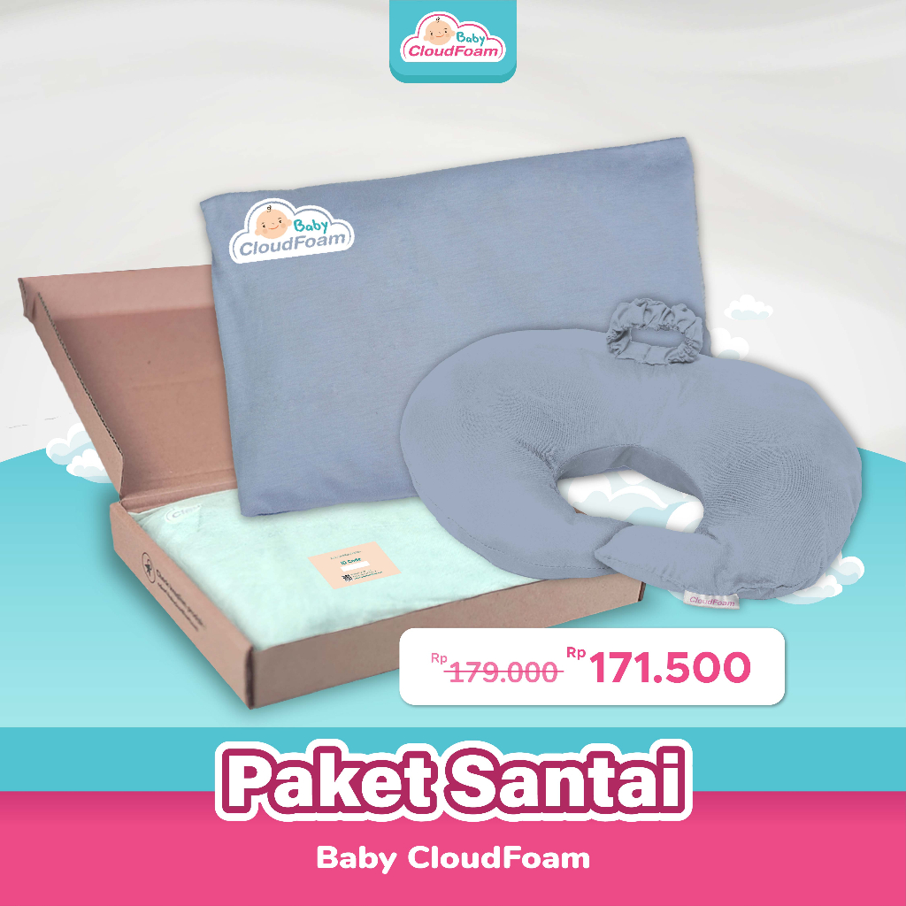 Baby Cloudfoam Paket Santai 1 Bantal Anti Peyang + 1 Bantal Dot Bayi