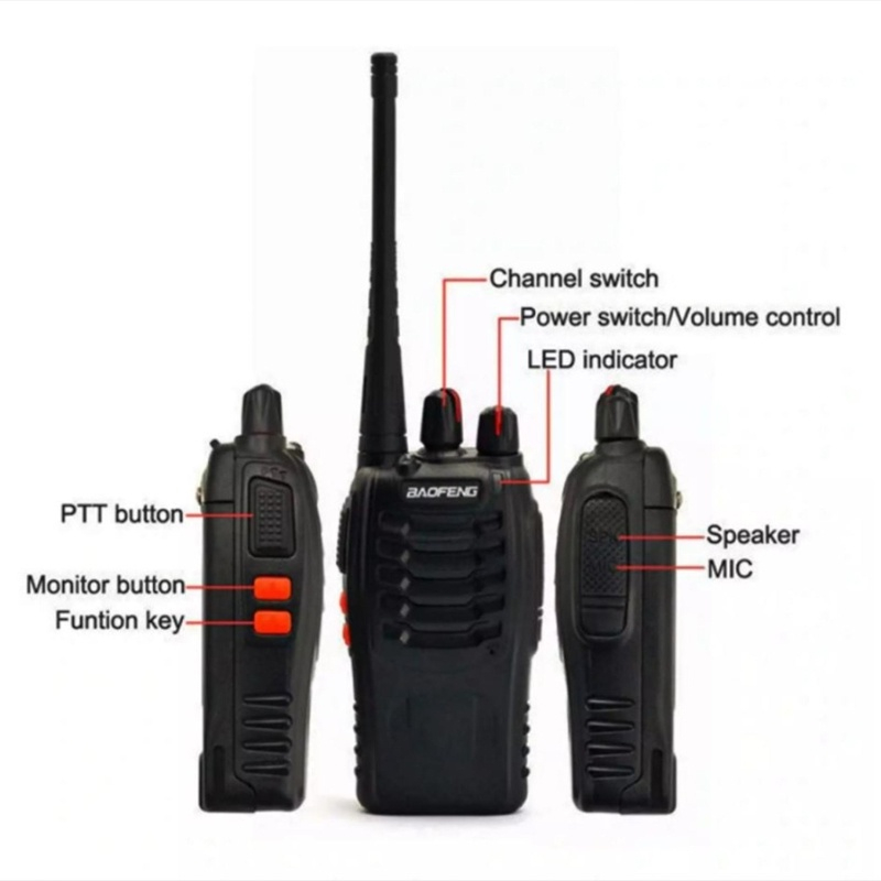 Walkie Talkie BaoFeng 888S Waterproof Portable Walky Talky Jarak Jauh 10km(Max) 2 Way Radio Walkie Talkies HT Handy Talky Radio Set With Charger / Headset