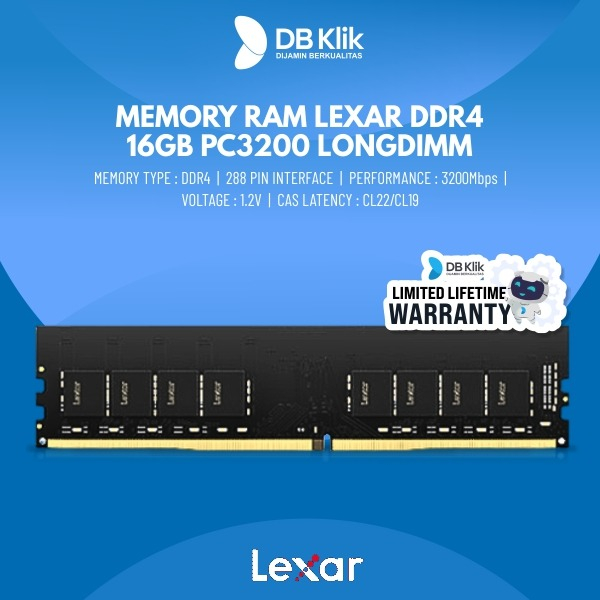 Memory Ram Lexar Ddr4 16Gb Pc3200 Longdimm - Ram Pc Ddr4 16Gb Udimm