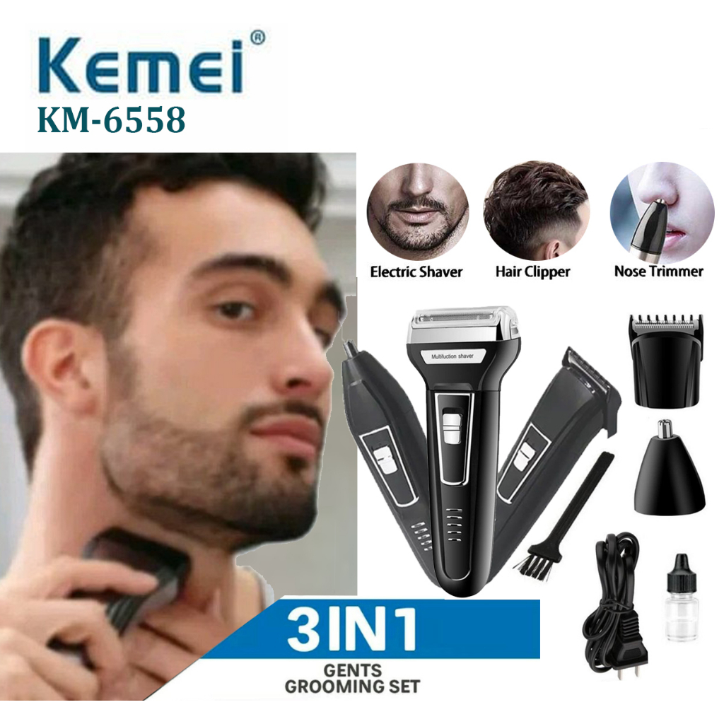 Kemei Hair Clipper Alat Mesin Pencukur Cukur Cukuran Rambut Kumis Jenggot Bulu Hidung multifungsi 3 in 1 Mudah Digunakan SHAVER Bulu Ketiak Kemaluan Pria Wanita