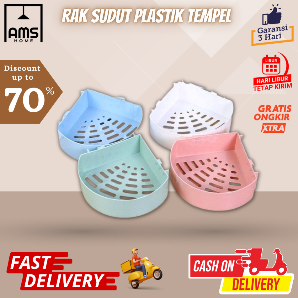 RAK SUDUT PLASTIK TEMPEL / PLASTIK RAK SUDUT KAMAR MANDI TEMPEL/ RAK TEMPEL SUDUT KAMAR MANDI