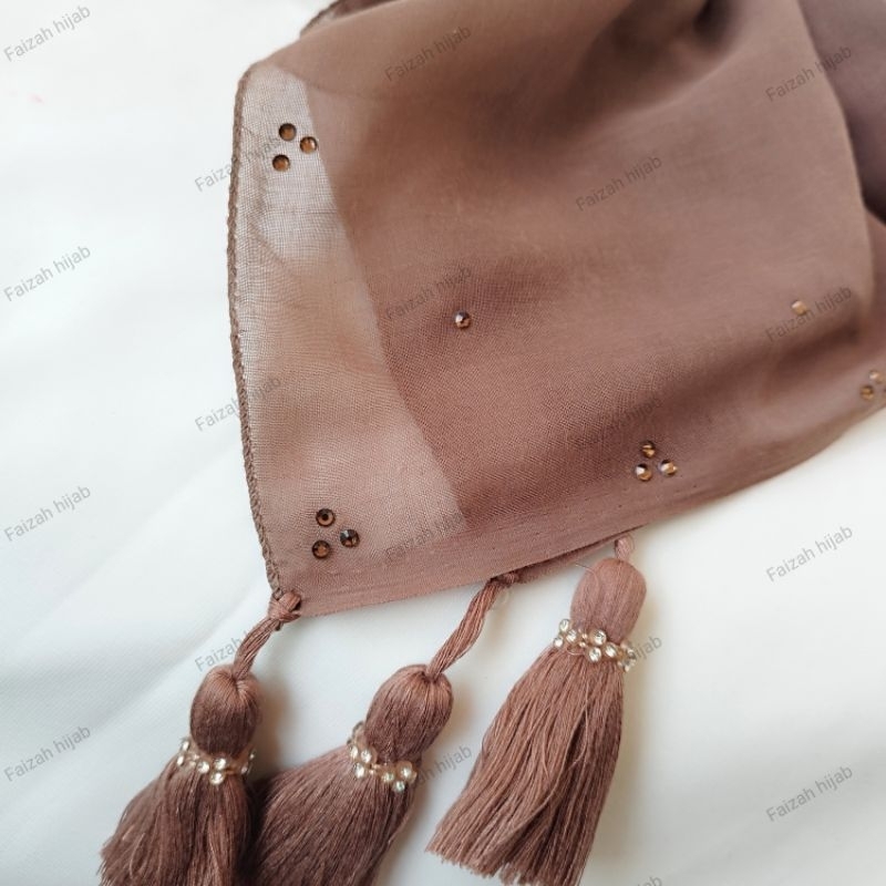 Kerudung Jilbab Segiempat  Paris Tassel Swarovski