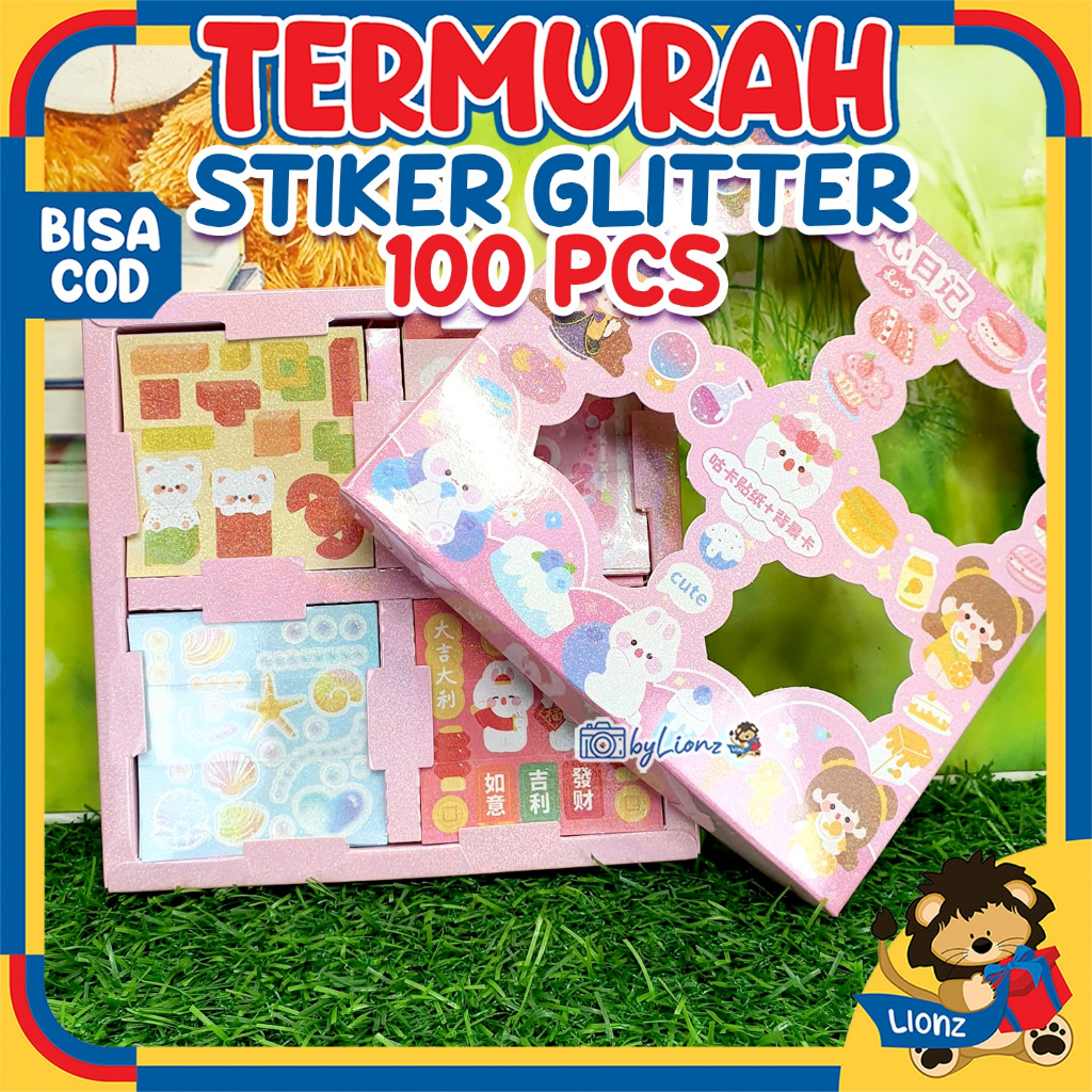 Stiker Aestetic Gliter bahan PET isi 100 &amp; 200 lembar