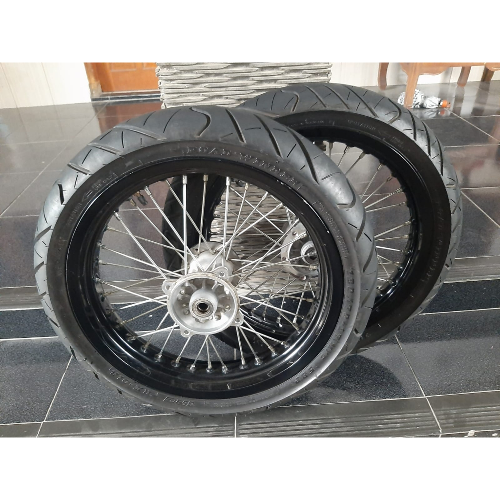 Wheelset Roda Ori D-Tracker New Ring 17 PNP Kawasaki KLX 150 Series Ban Supermoto D Tracker New Ori 