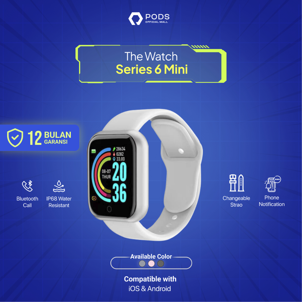 The Watch Series 6 Mini Smartwatch Bluetooth Call Wireless Charging by Pods Indonesiaa