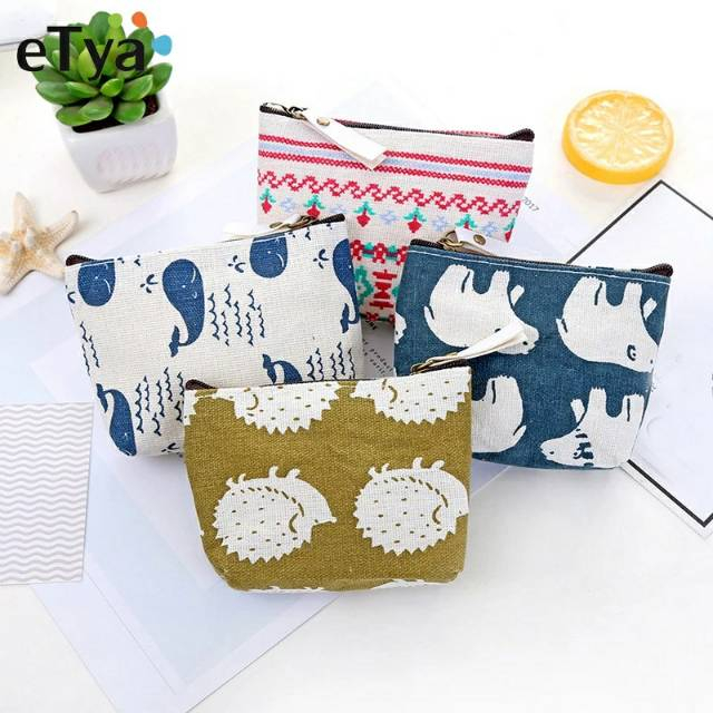 MMM Dompet Koin Canvas Mini Karakter Dompet Perhiasan Headset Multifungsi Dompet Serbaguna Sleting Motif Souvenir Pernikahan Tempat Koin Murah Import