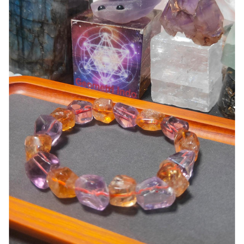 Bracelet / Gelang Natural Amethyst Citrine Freeform 10-12 mm