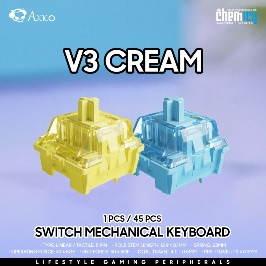 Akko V3 Cream Yellow / Blue Pro 5 pin Switch for Mechanical Keyboard (1 Pcs)