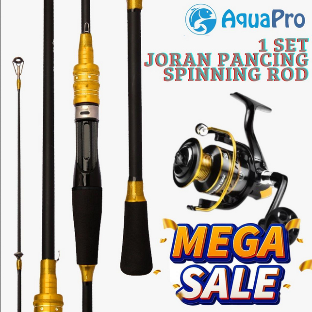 AquaPro - 1 Paket Set Alat Pancing Joran Pancing Spinning 1.50M 1.65M 1.80M JR02SP Fishing Rod Carbon Fiber Reel Pancing BaitCasting Fishing Reel Max Drag 10kg 18+1BB