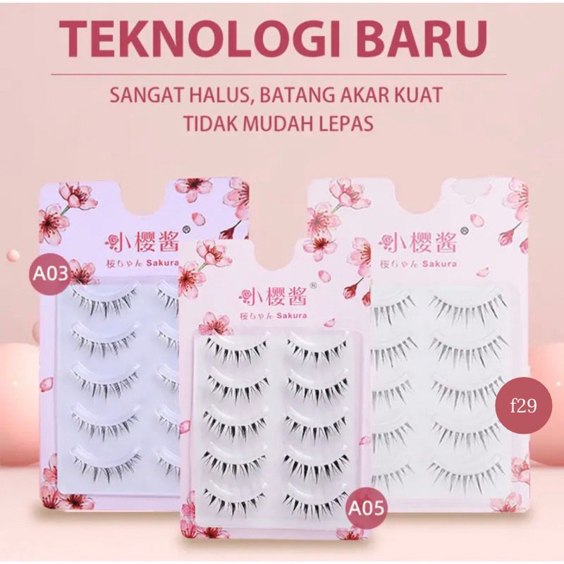 XY-A03-A05 Superfine Transparan Stem 5 Pasang Bulu Mata Pals/Eyelash Extension