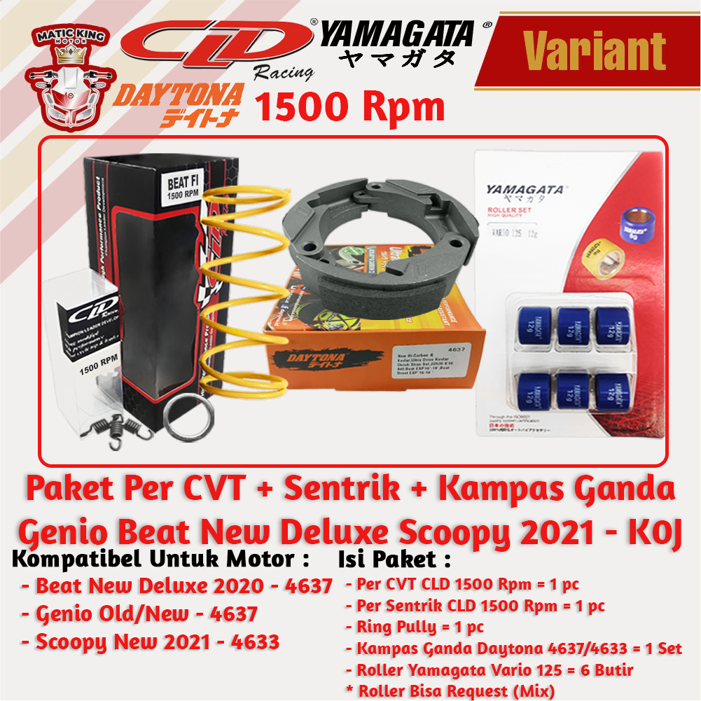 Paket Per CVT + Sentrik + Roller Kampas ganda Honda Beat Vario Scoopy PCX Genio Deluxe Spacy CLD YAMAGATA 1000/1500 RPM