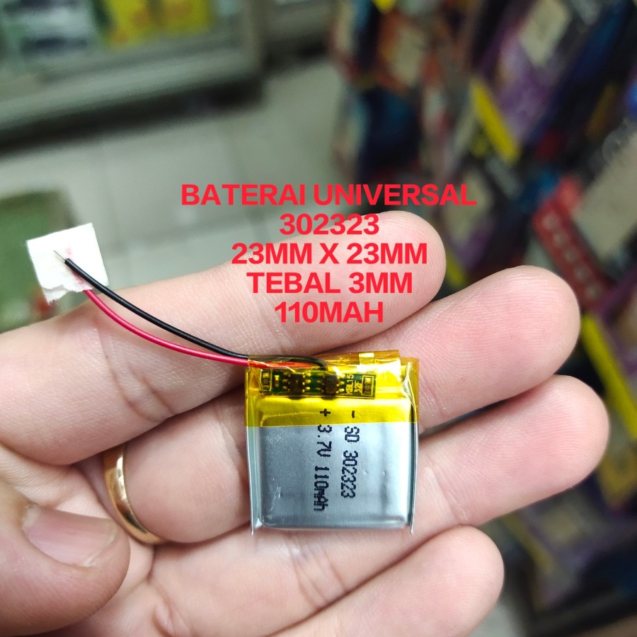 BATERAI UNIVERSAL 302323 TEBAL 3MM KABEL 2 UKURAN 23mm x 23mm MANTUL